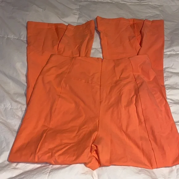 Free People Real Deal High Waist front slit flare pants in coral size XL - Picture 6 of 11